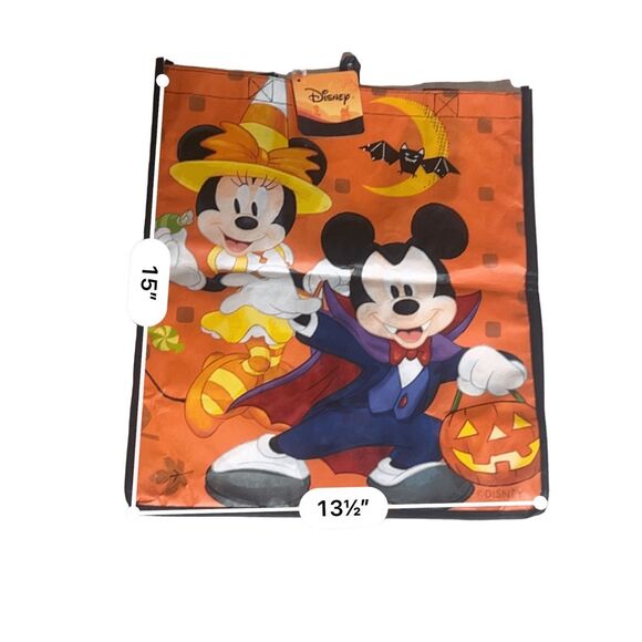 Disney Halloween Tote Bag Orange Black 15" x 13 1/2" - Picture 4 of 5